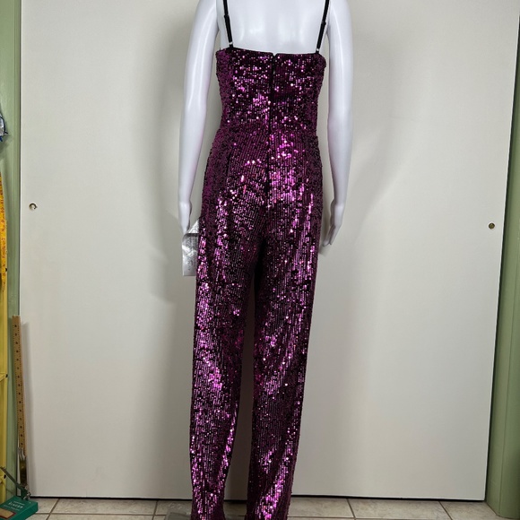 Dress the Population Pink Sequin Pantsuit, S, Spaghetti Strap, Wide‎ leg, NWOT - Picture 14 of 16